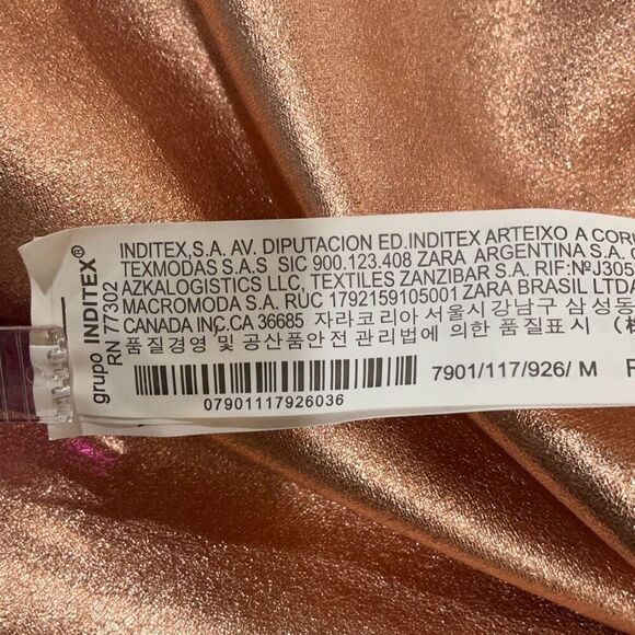 Zara Rose Gold Metallic Ruffle Mini Dress Size Medium - Picture 13 of 16